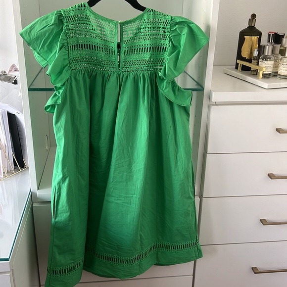 English Factory Green Mini Flutter Sleeve Dress sz XS - Picture 5 of 5